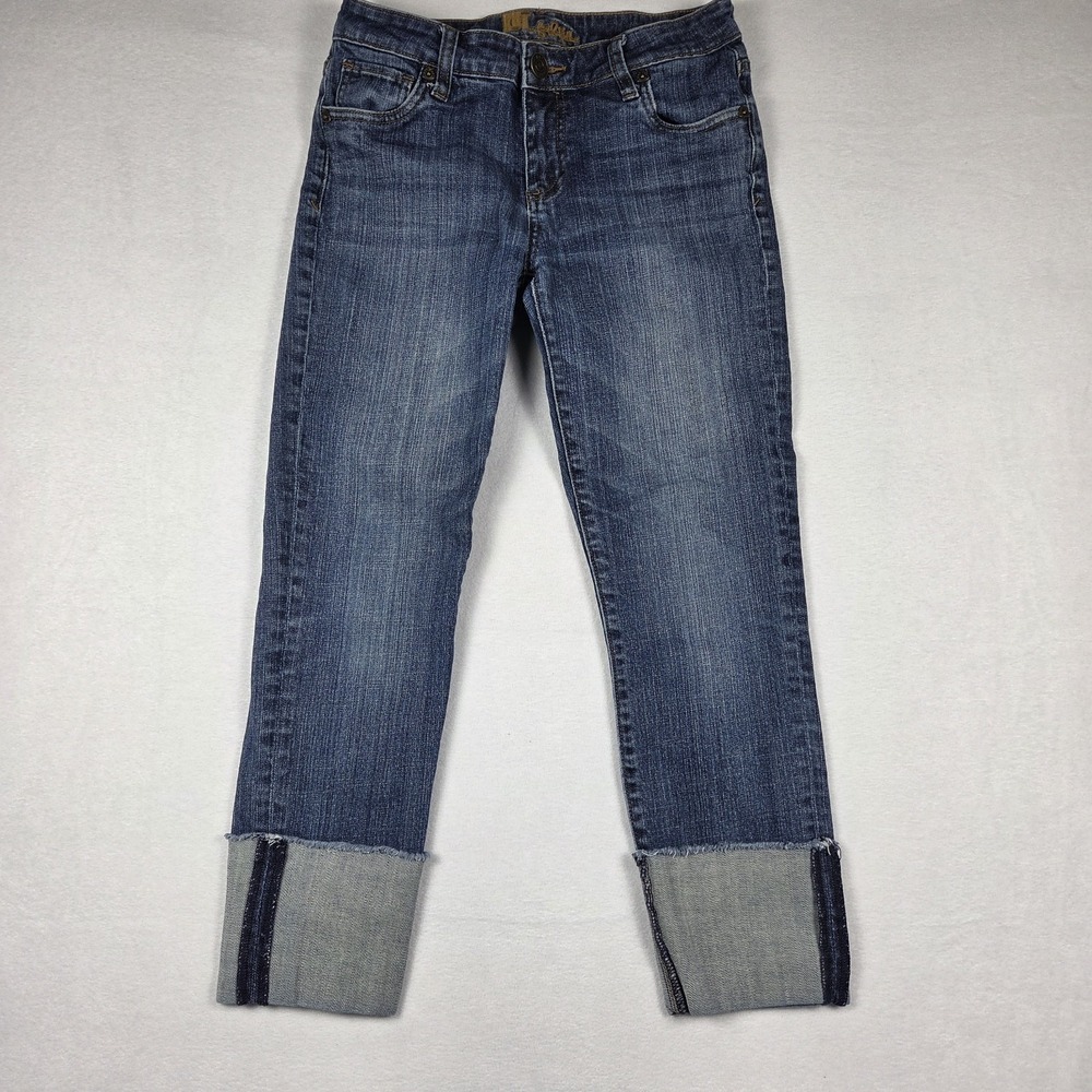 Kut From The Kloth Boyfriend Jeans Womens 2‎ Crop Wide Roll Cuff Stretch Slim